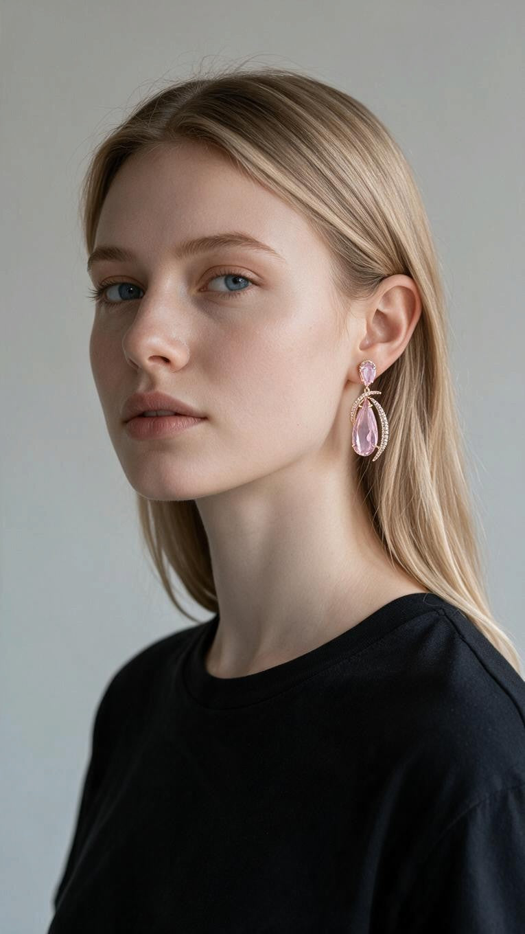 Lagertha - ESJ Boucle d'oreille élégante et tendance, plaqué or 18K Emy - Stefan