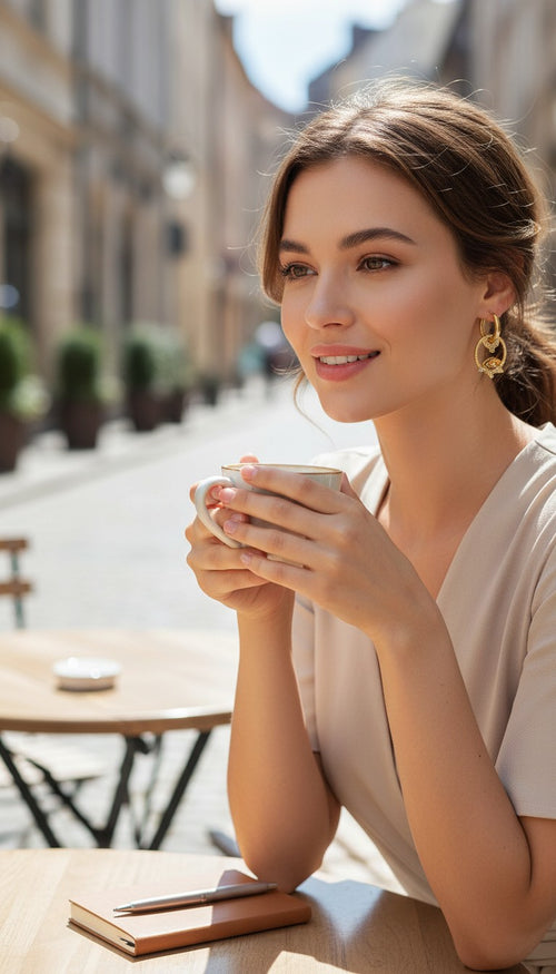 Brunhilde – ESJ Boucle d'oreille tendance et épurée, plaquée or 14K Emy - Stefan