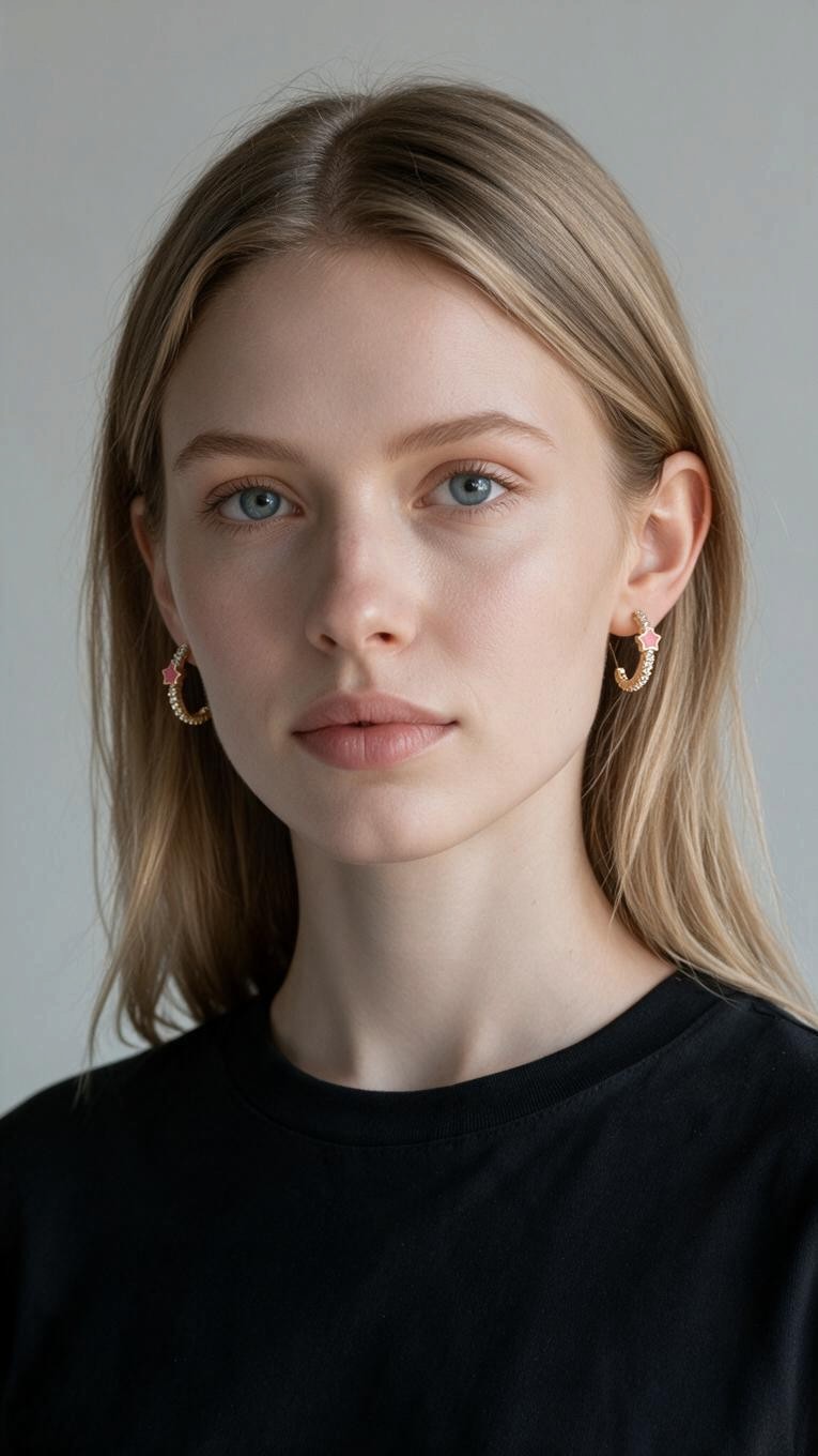 Vivi - ESJ Boucle d'oreille tendance et sobre, plaqué or 18K Emy - Stefan