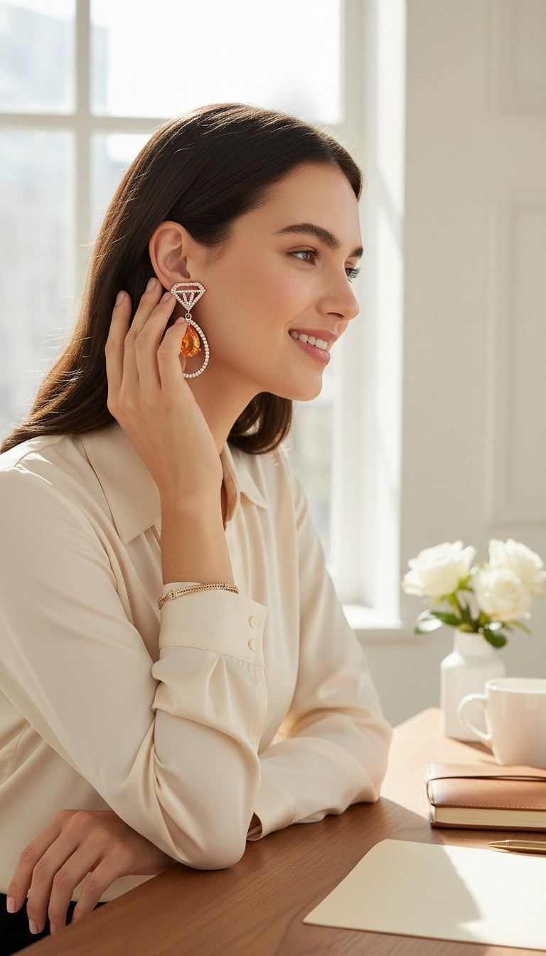 Sunniva -Boucle d'oreille plaquée or 18 carats Emy - Stefan