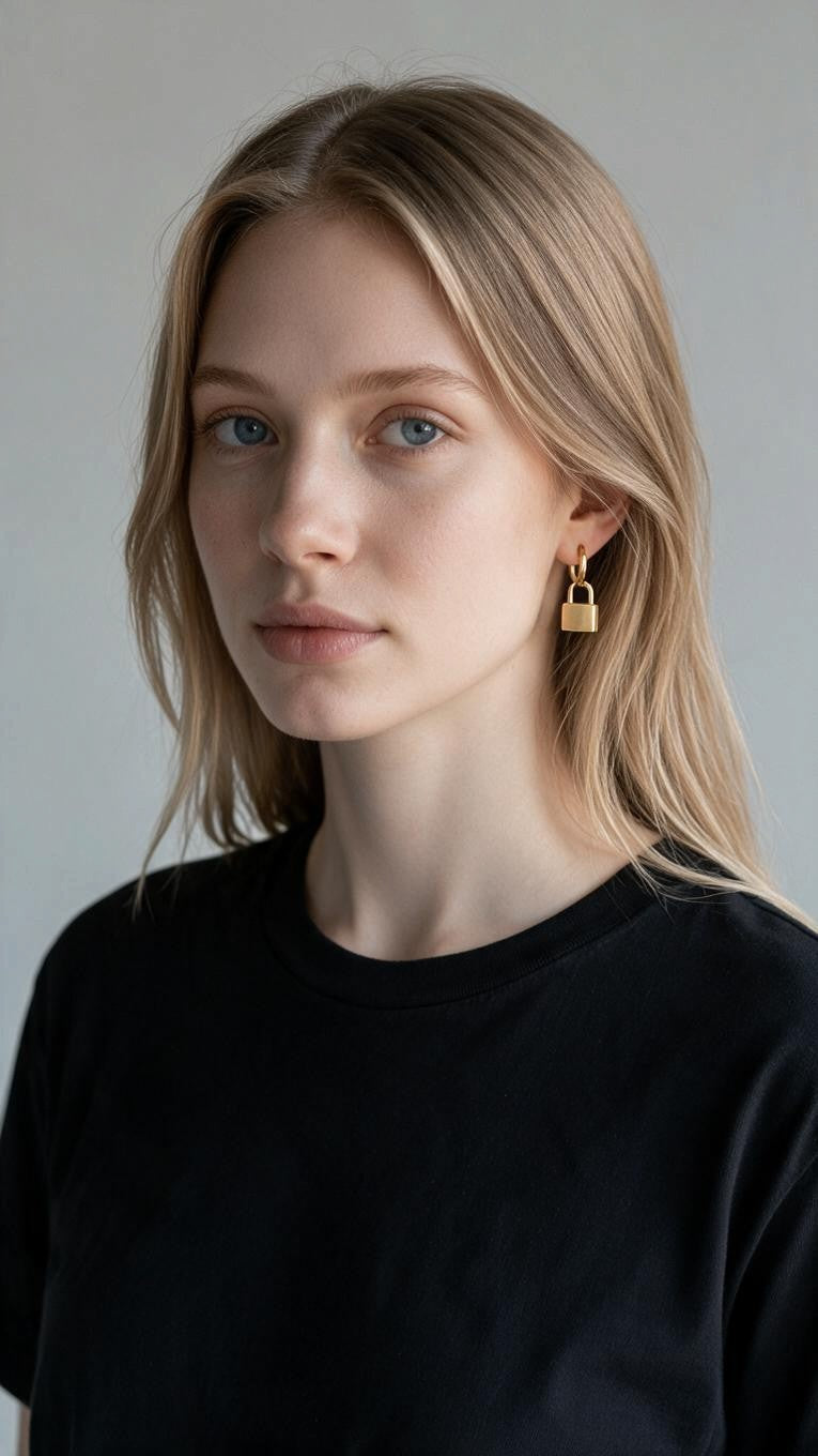 Ulrika - ESJ Boucles d'oreilles au design épuré plaqué or 14K Emy - Stefan