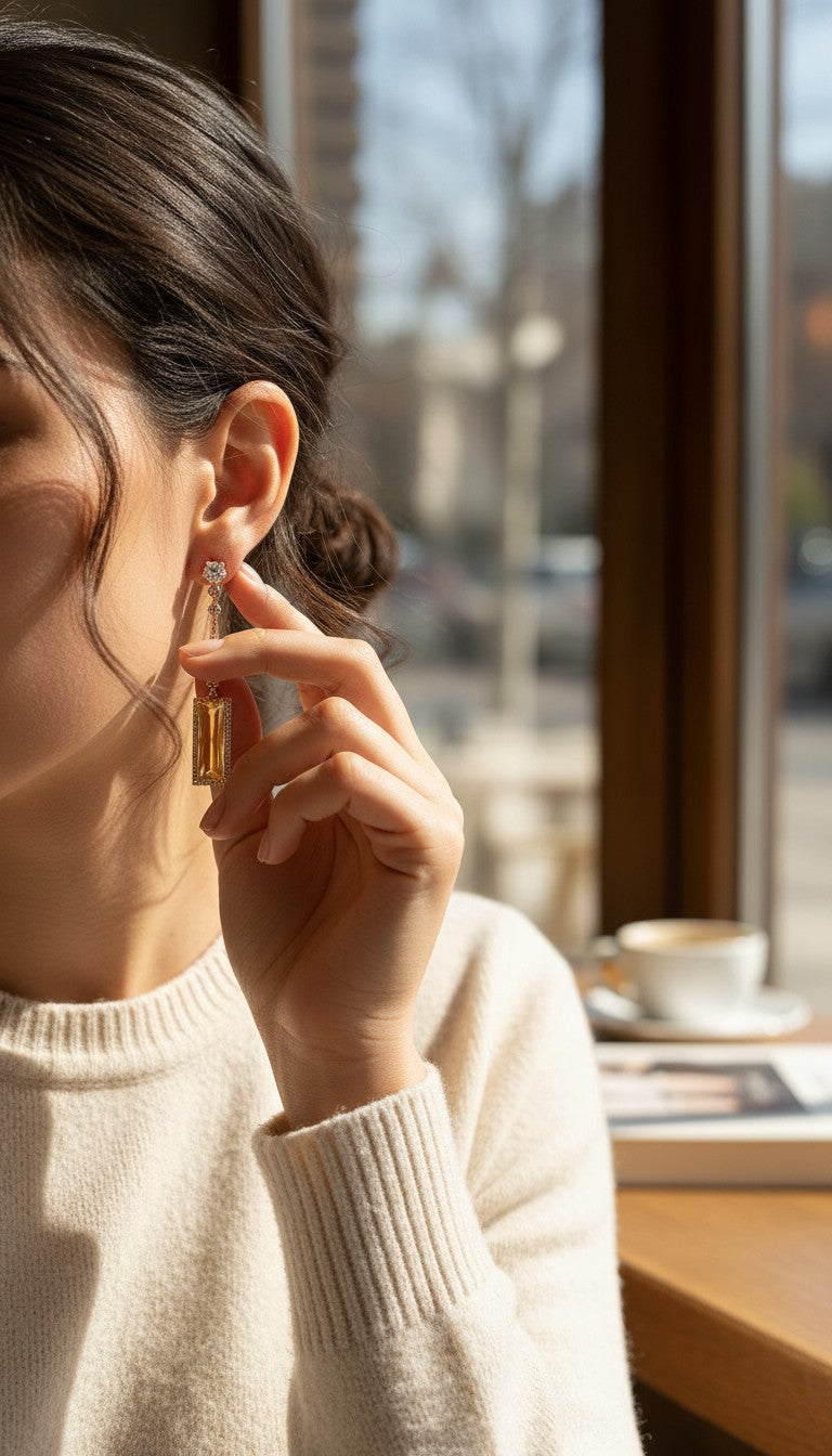 Sanna - ESJ Boucle d'oreille élégante et tendance plaquée or 18 carats Emy - Stefan