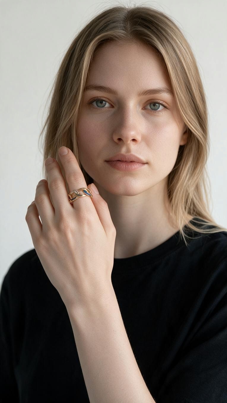 ESJ - Mathilda Ring - Bague élégante et tendance, finition plaquée or Rose 18 carats Emy - Stefan