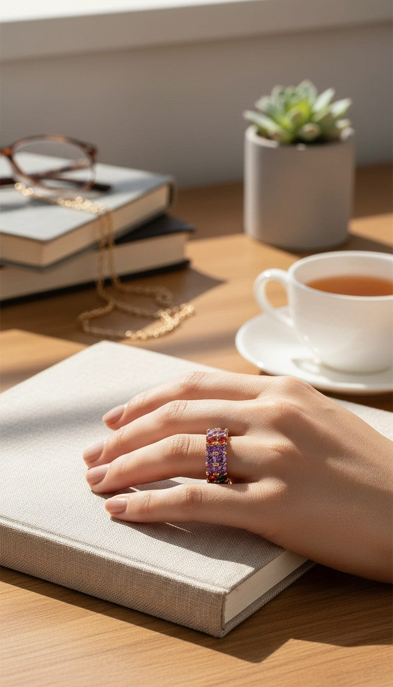 Halo Ring - Bague élégante plaqué or 18 carats Emy - Stefan