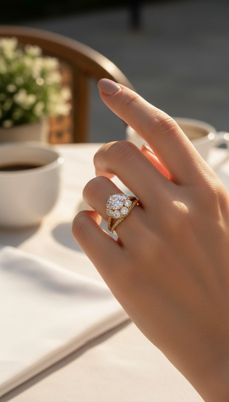ESJ - Leila Ring Plaqué Or élégant 14K Emy - Stefan