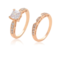ESJ - Oleiv Ring - Ensemble des 2 Bagues tendances plaquée or 18 carats Emy - Stefan